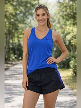 FILA Activewear Bundle 3 Racerback Tanks + 2 Shorts Workout Lounge Athleisure